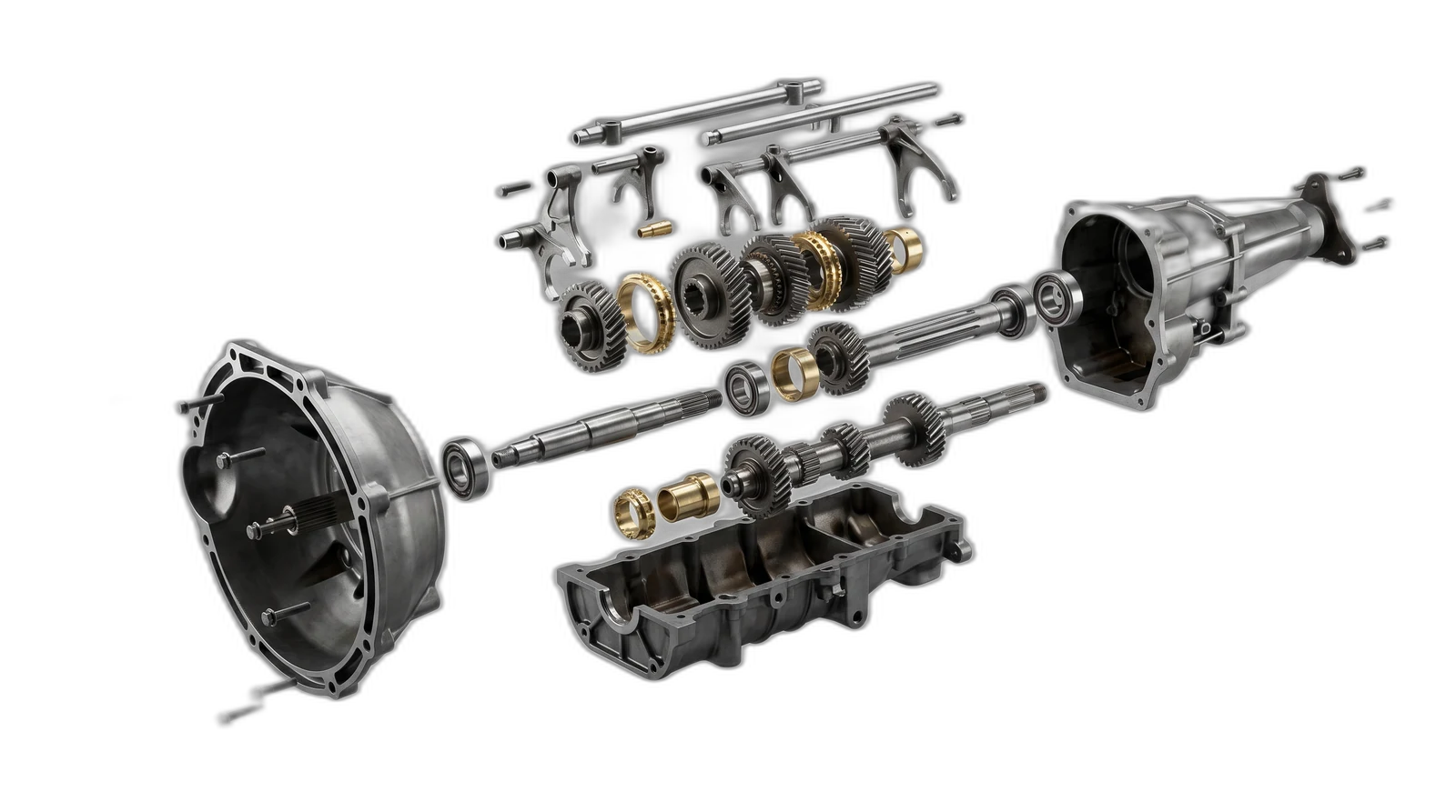 Transmission, exploded view showing internal components